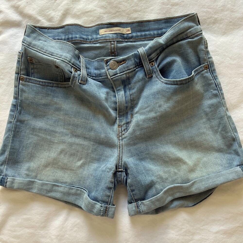 Levis Light Blue Washed Denim Shorts